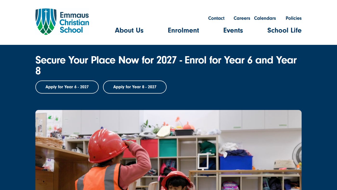 The home page of emmaus.act.edu.au
