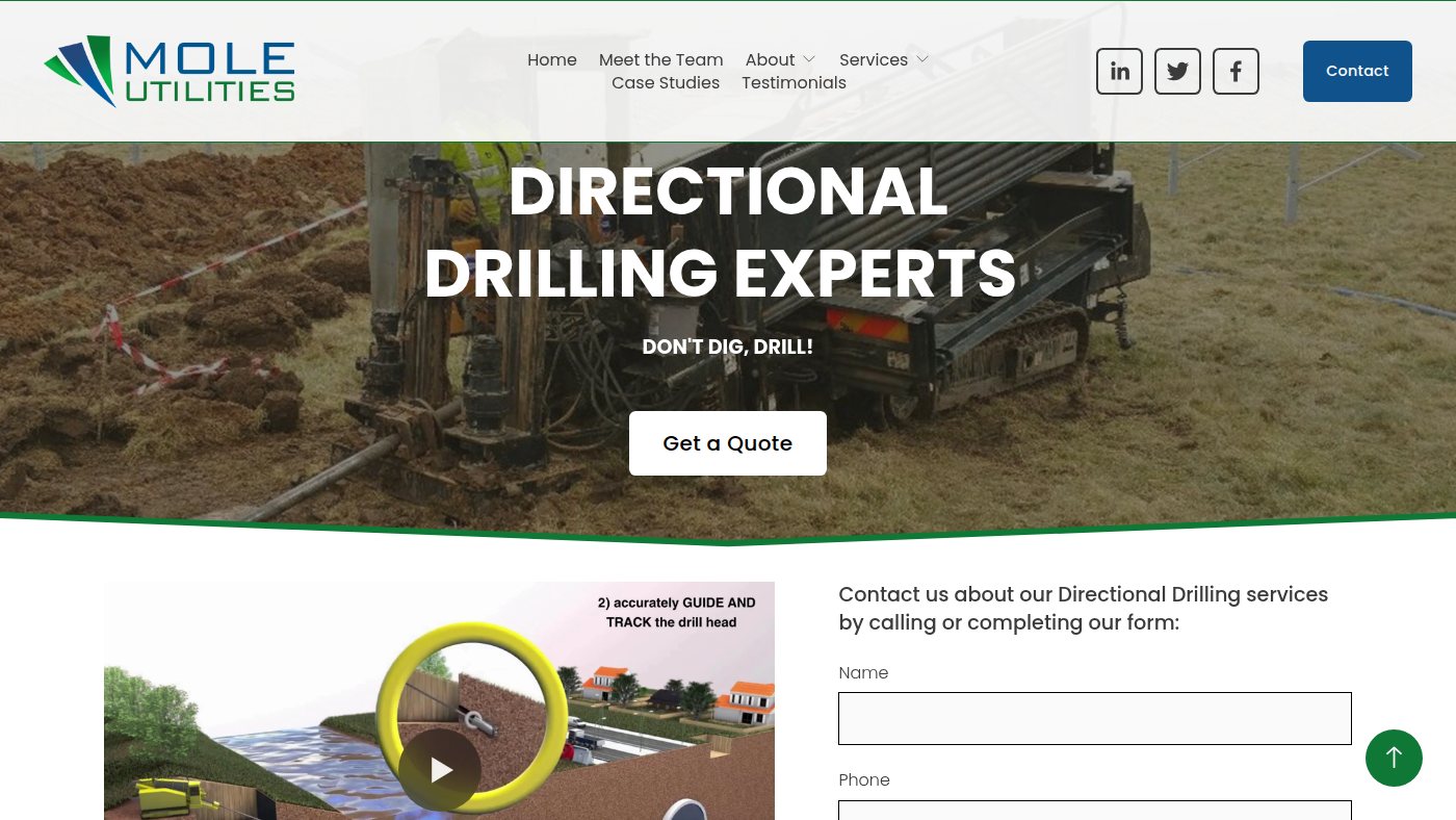 The home page of moleutilities.co.uk