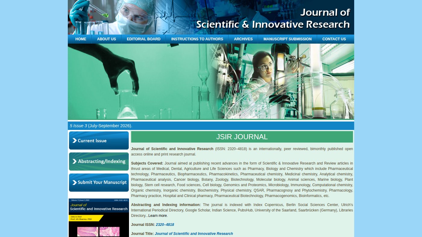 The home page of jsirjournal.com