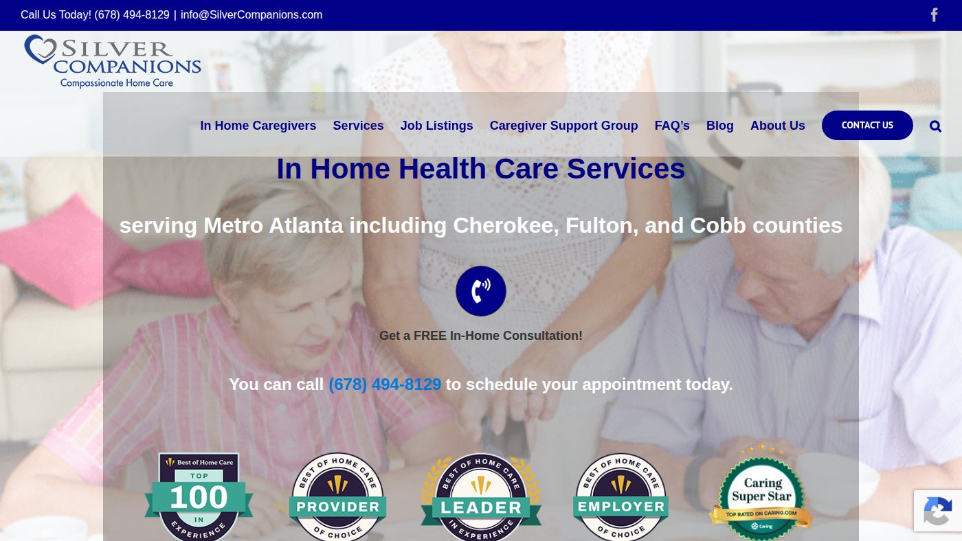 The home page of silvercompanions.com