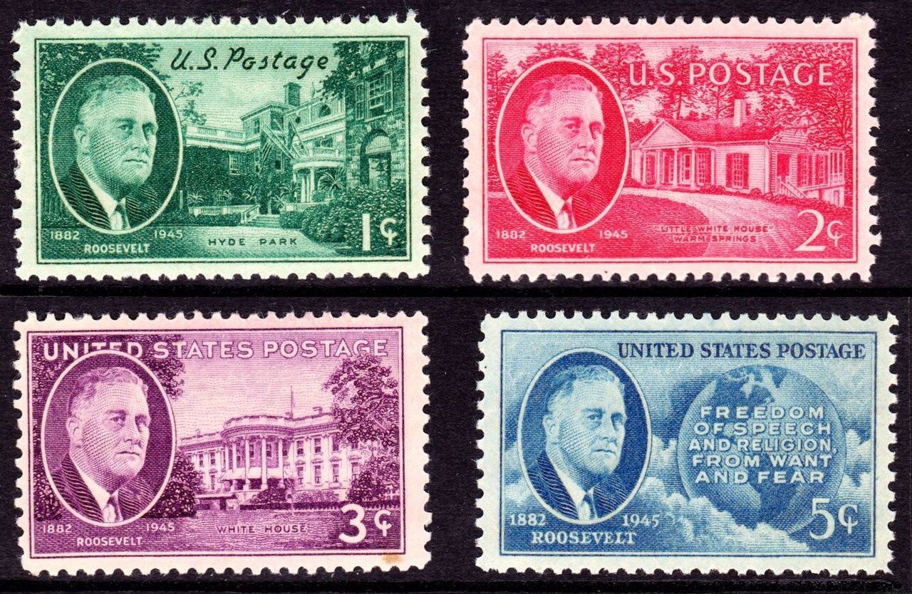 Roosevelt on the 1945 stamp issue