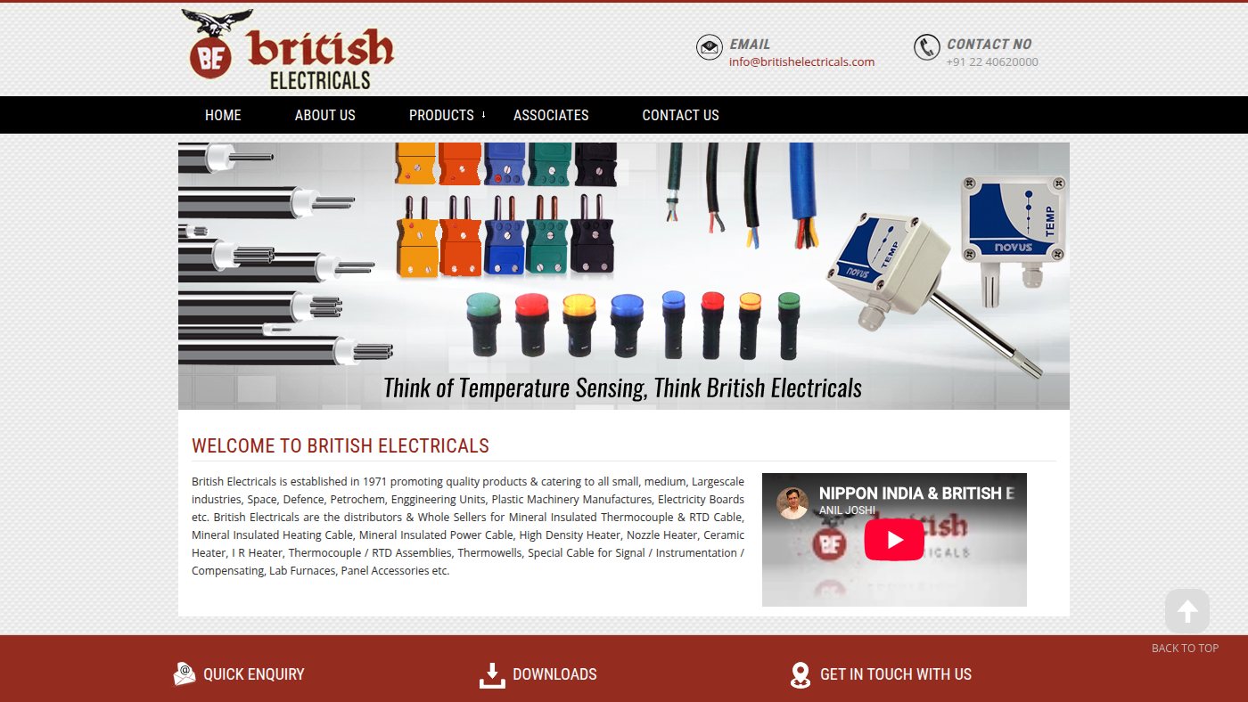 The home page of britishelectricals.com