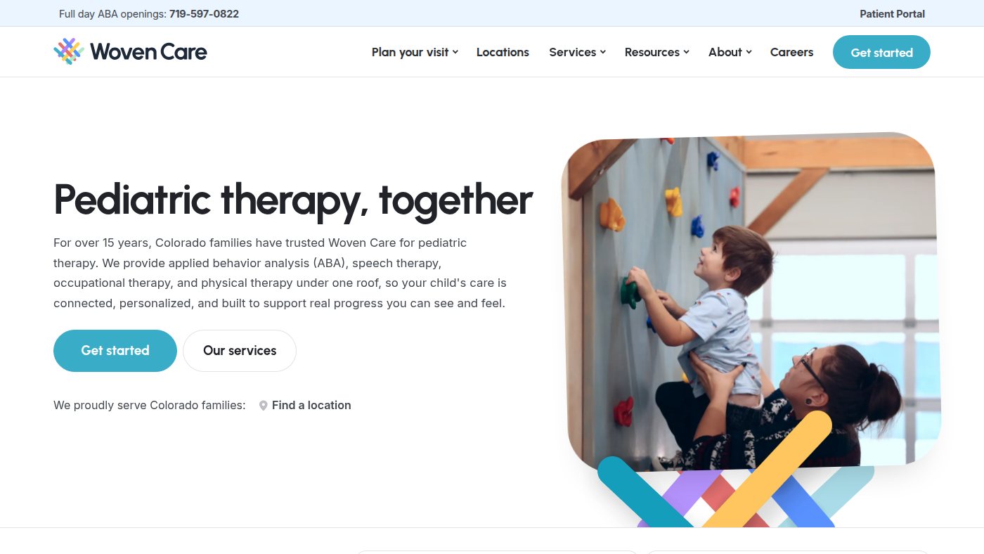 The home page of wovencare.com