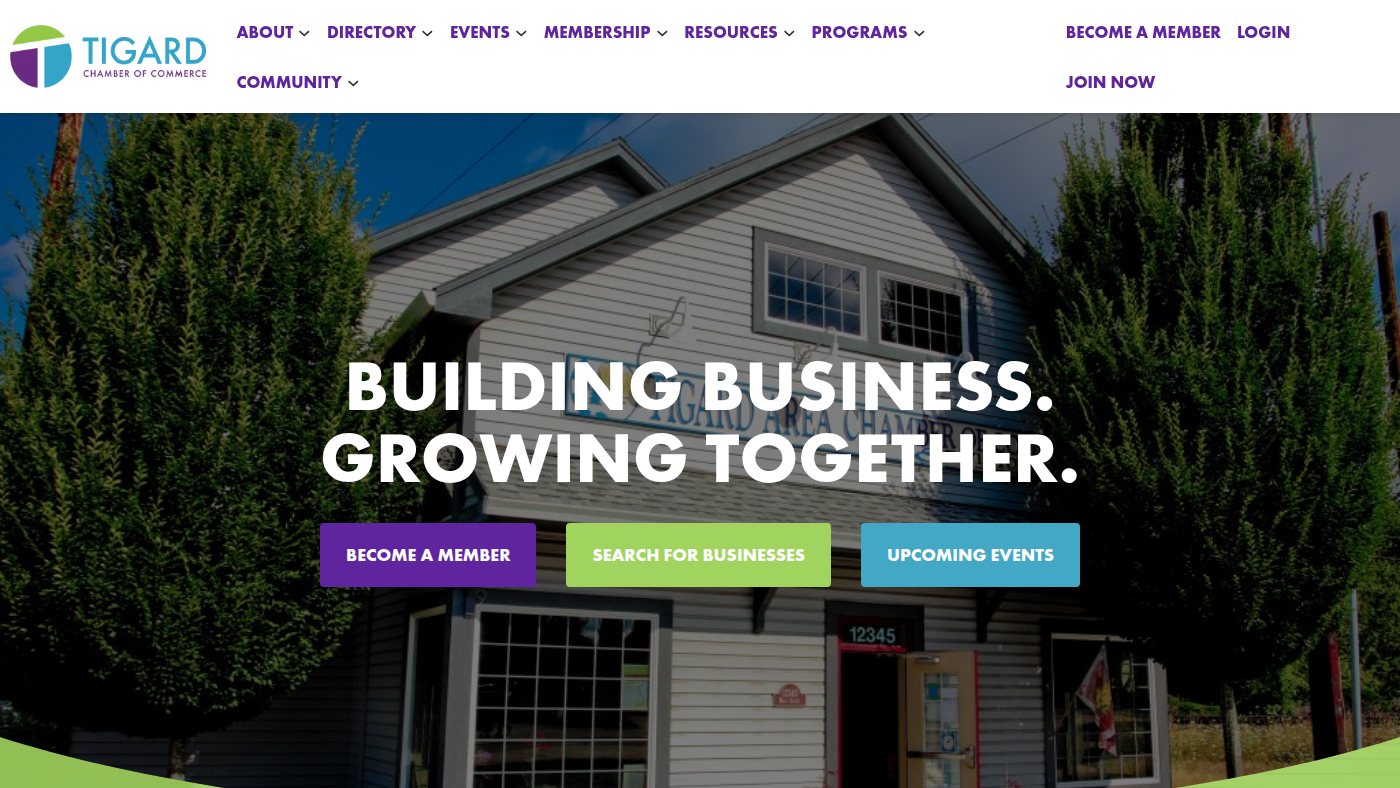 The home page of tigardchamber.org