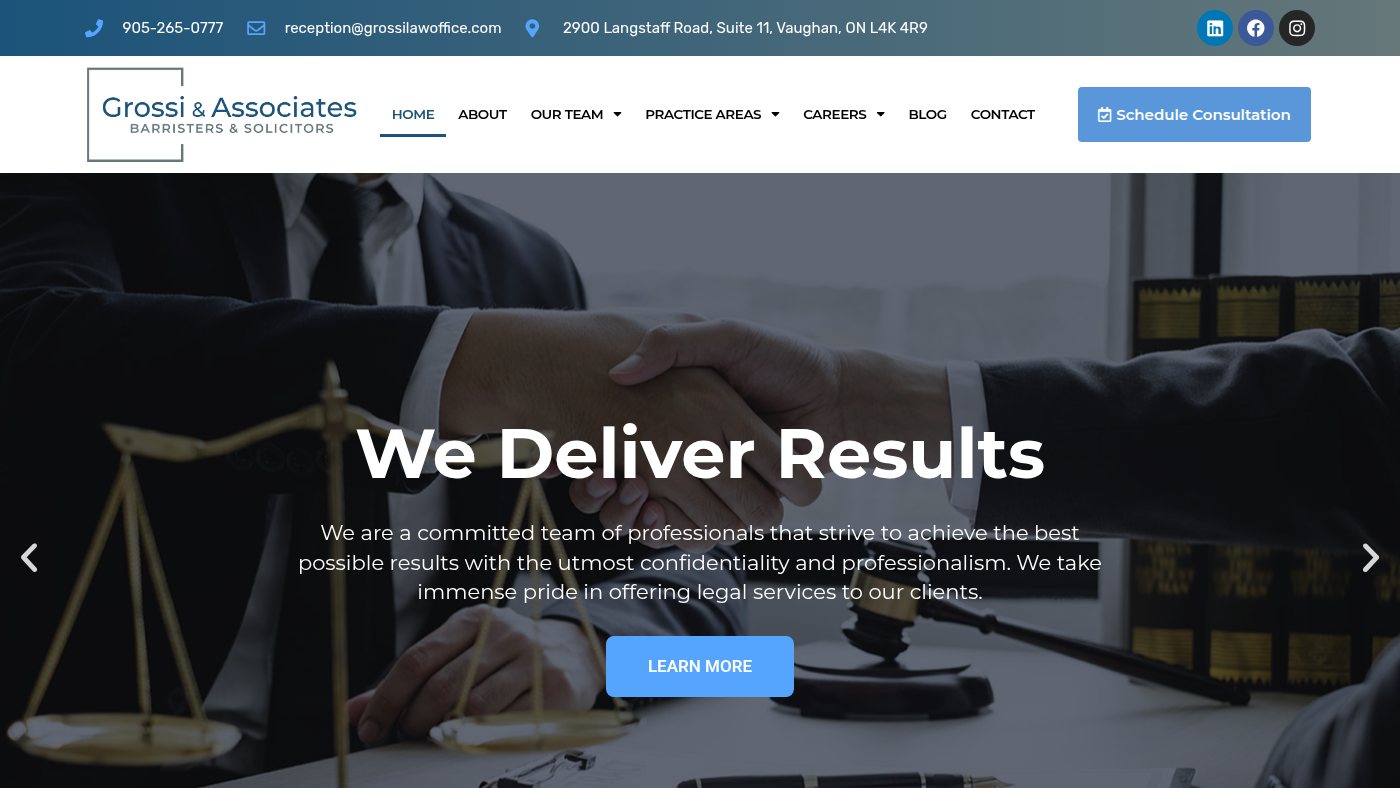 The home page of grossilawoffice.com