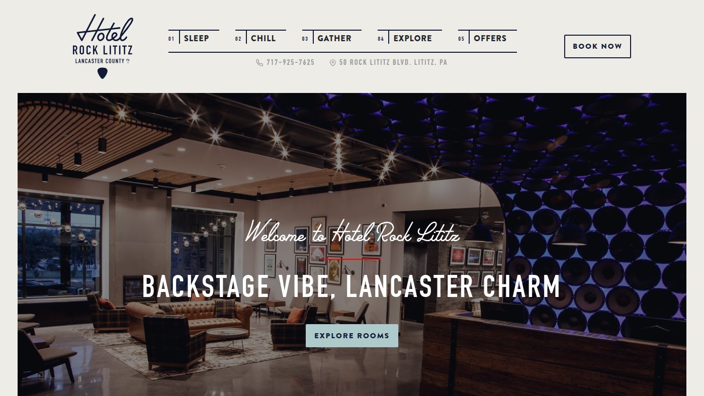 The home page of hotelrocklititz.com
