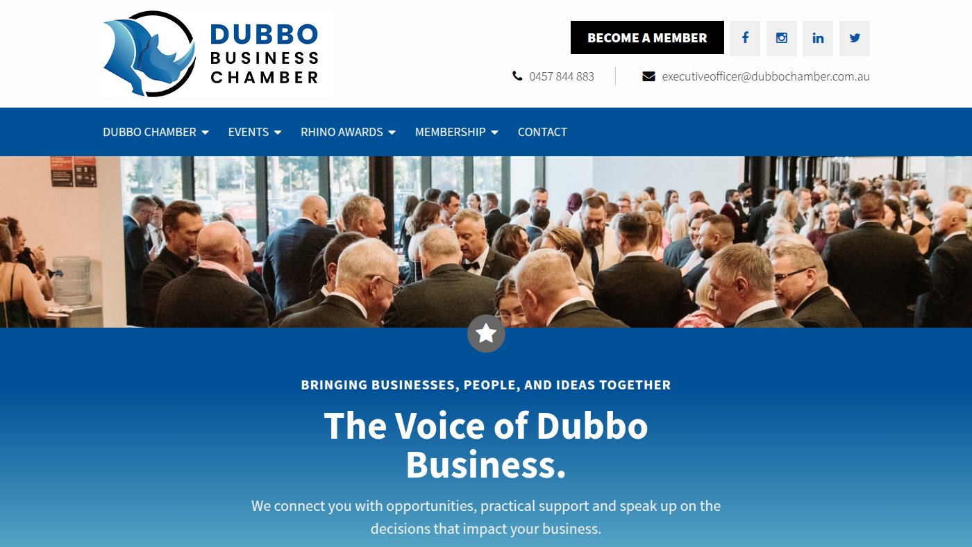 The home page of dubbochamber.com.au