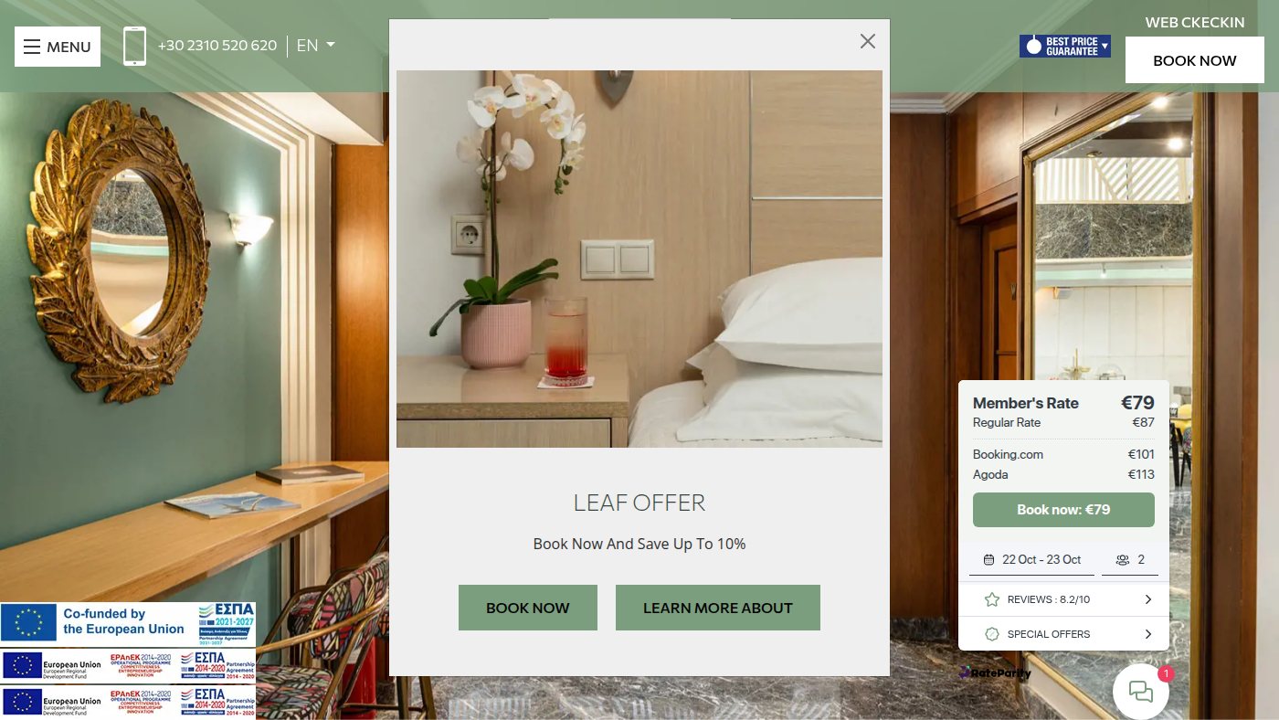 The home page of hotelelgreco.gr