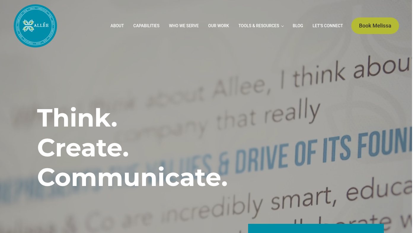 The home page of alleecreative.com
