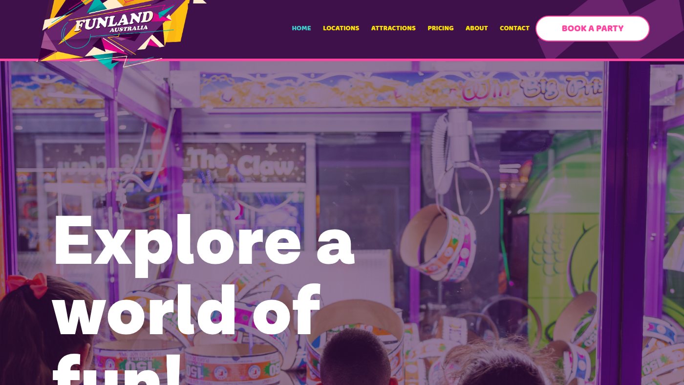 The home page of funland.com.au