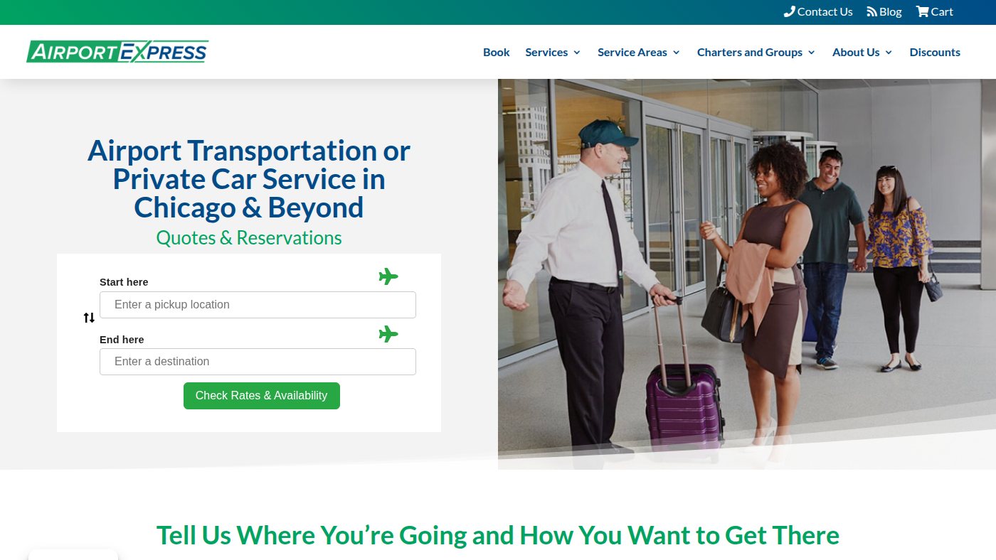 The home page of airportexpress.com