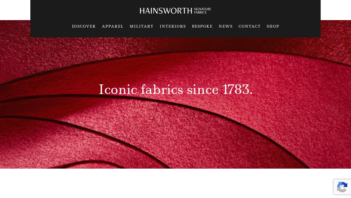 The home page of hainsworth.co.uk