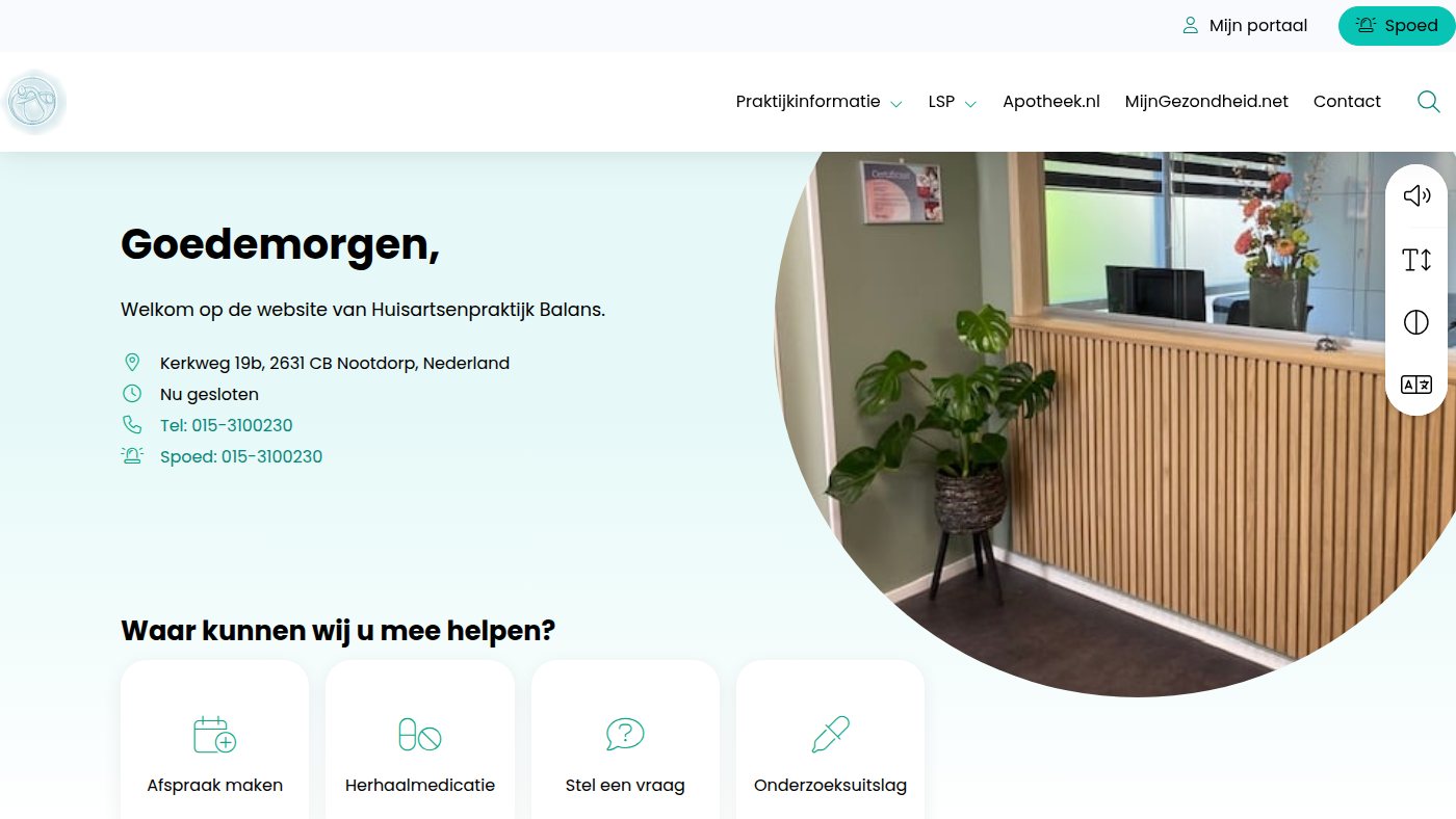 The home page of huisartsenpraktijkbalans.nl