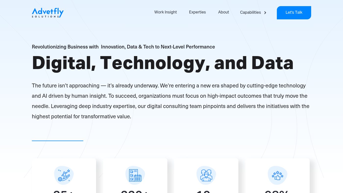 The home page of advetfly.com
