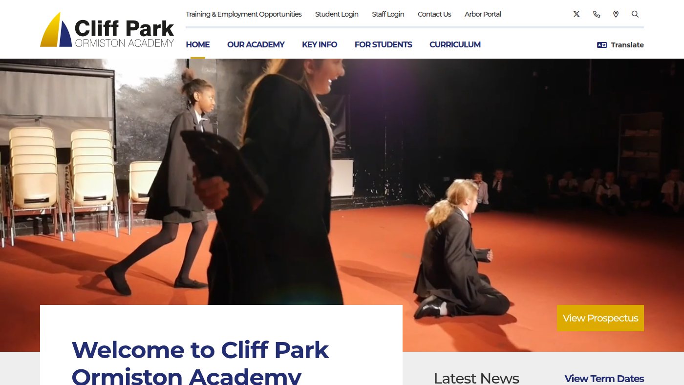 The home page of cliffparkoa.co.uk