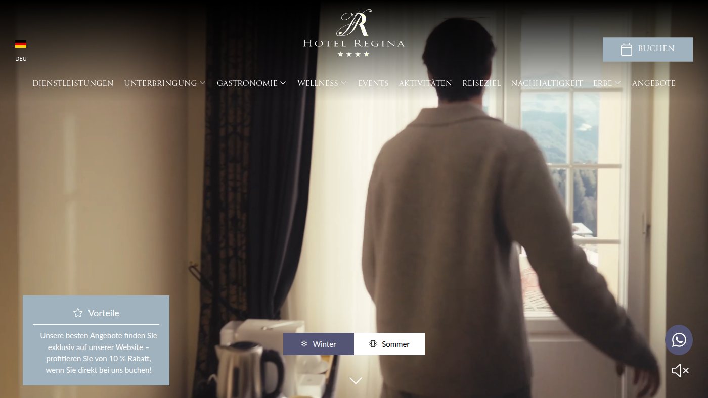The home page of hotelregina.ch