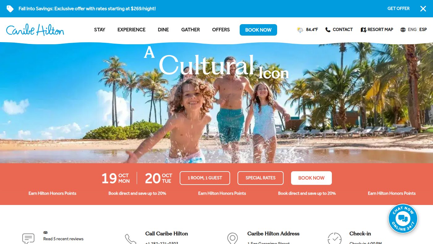The home page of caribehilton.com