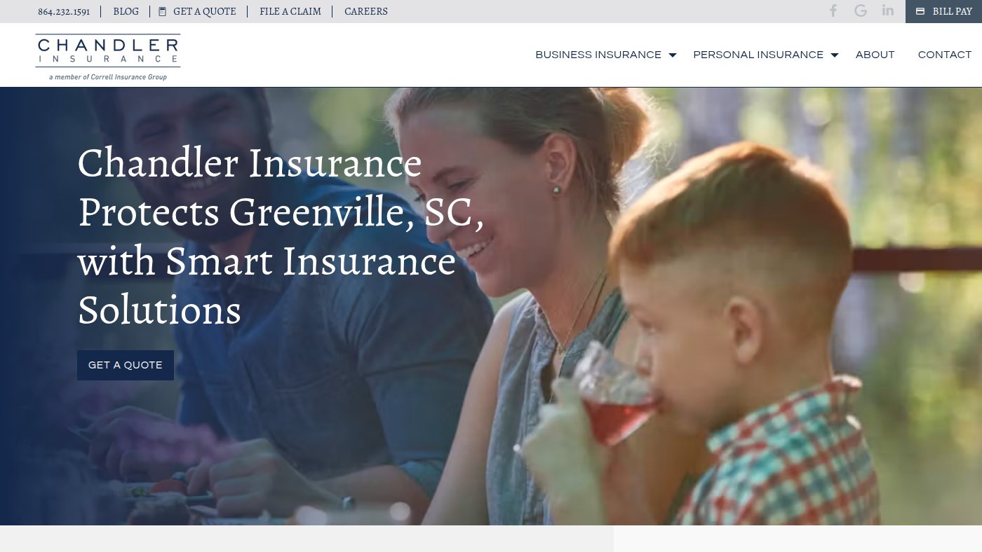 The home page of chandlerinsurance.com