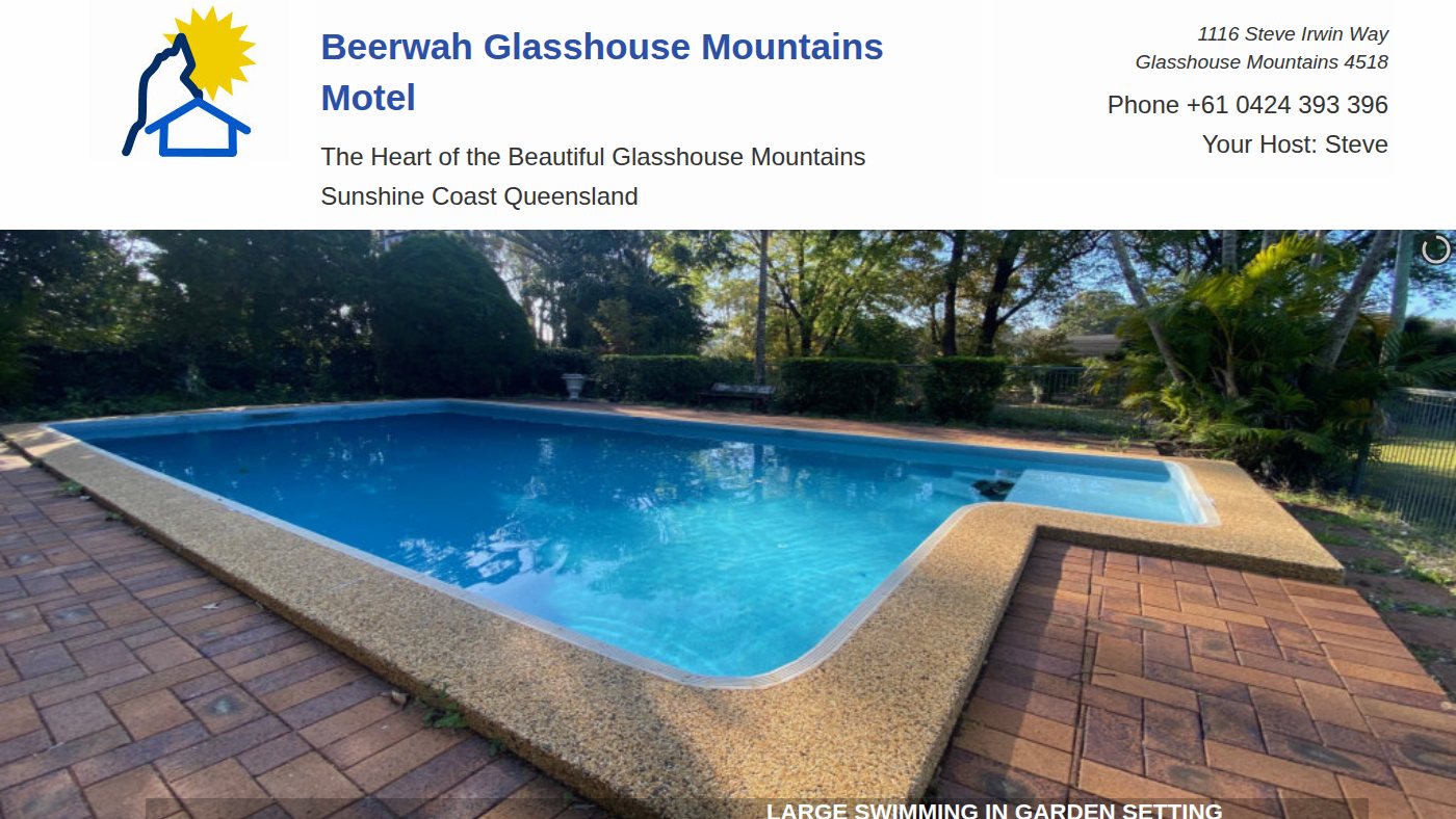 The home page of beerwahmotel.com.au