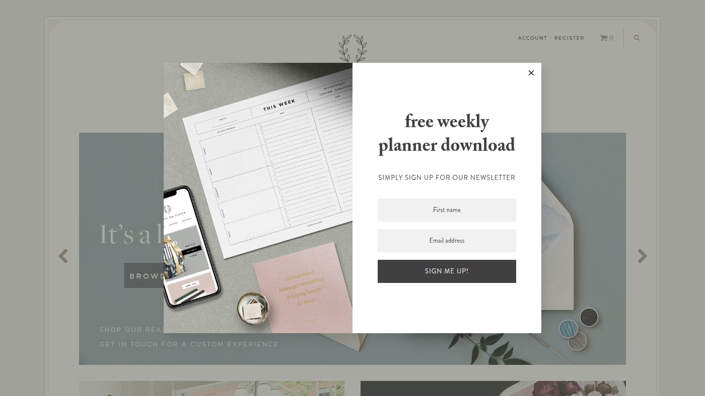 The home page of smittenonpaper.com