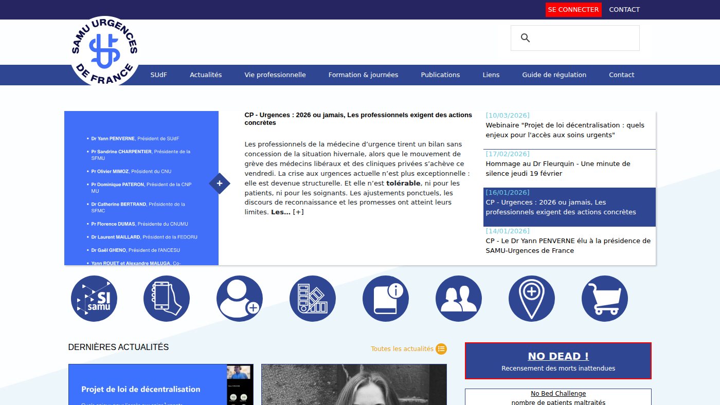 The home page of samu-urgences-de-france.fr