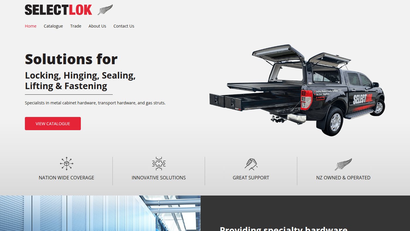 The home page of selectlok.co.nz