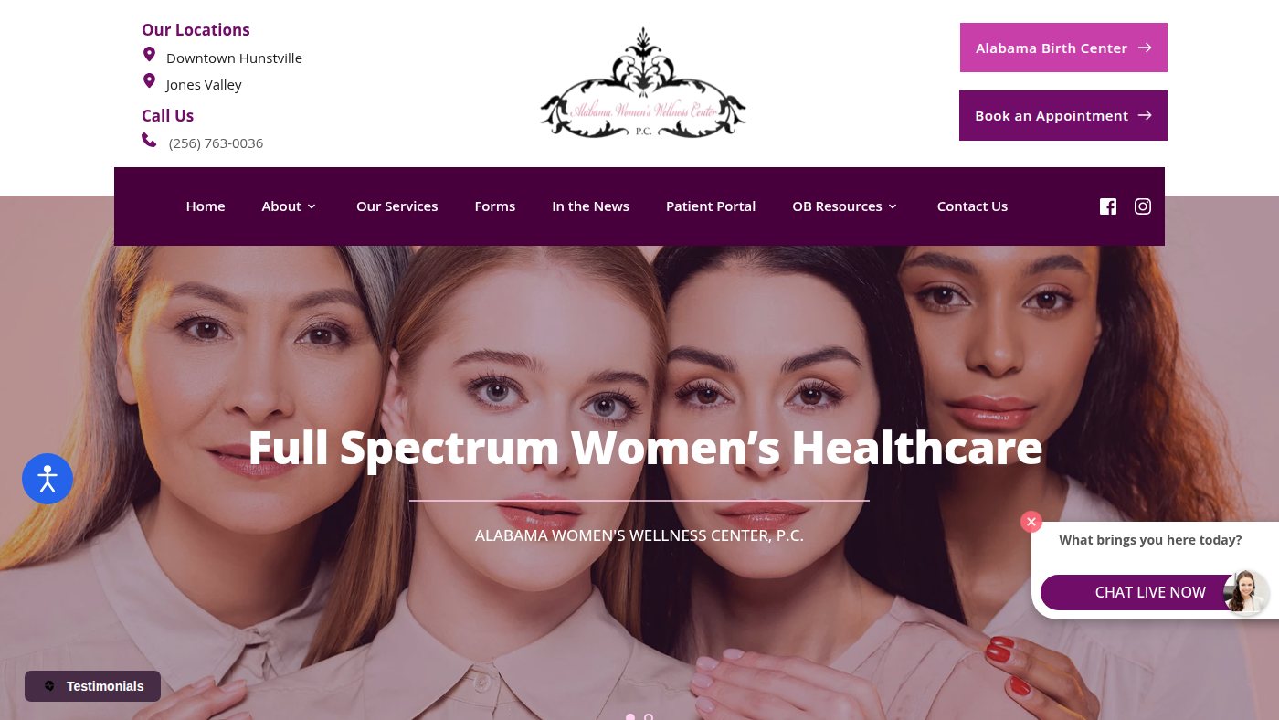 The home page of alabamawomenswellnesscenter.com