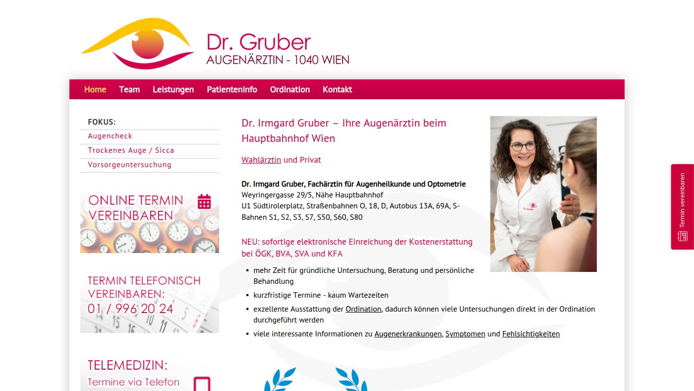 The home page of augenarzt-gruber.at
