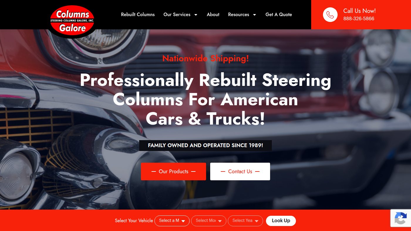 The home page of columnsgalore.com