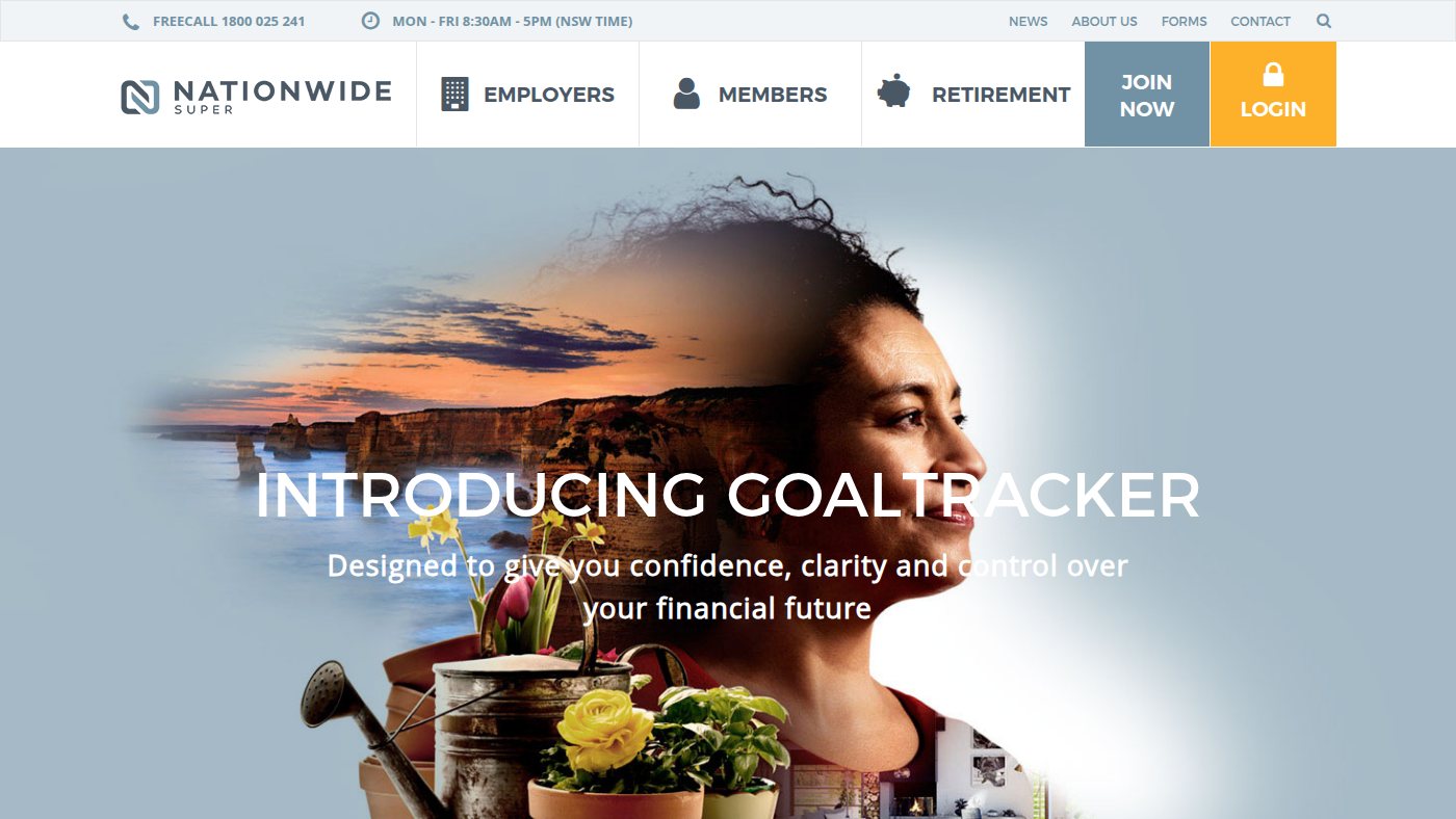 The home page of nationwidesuper.com.au