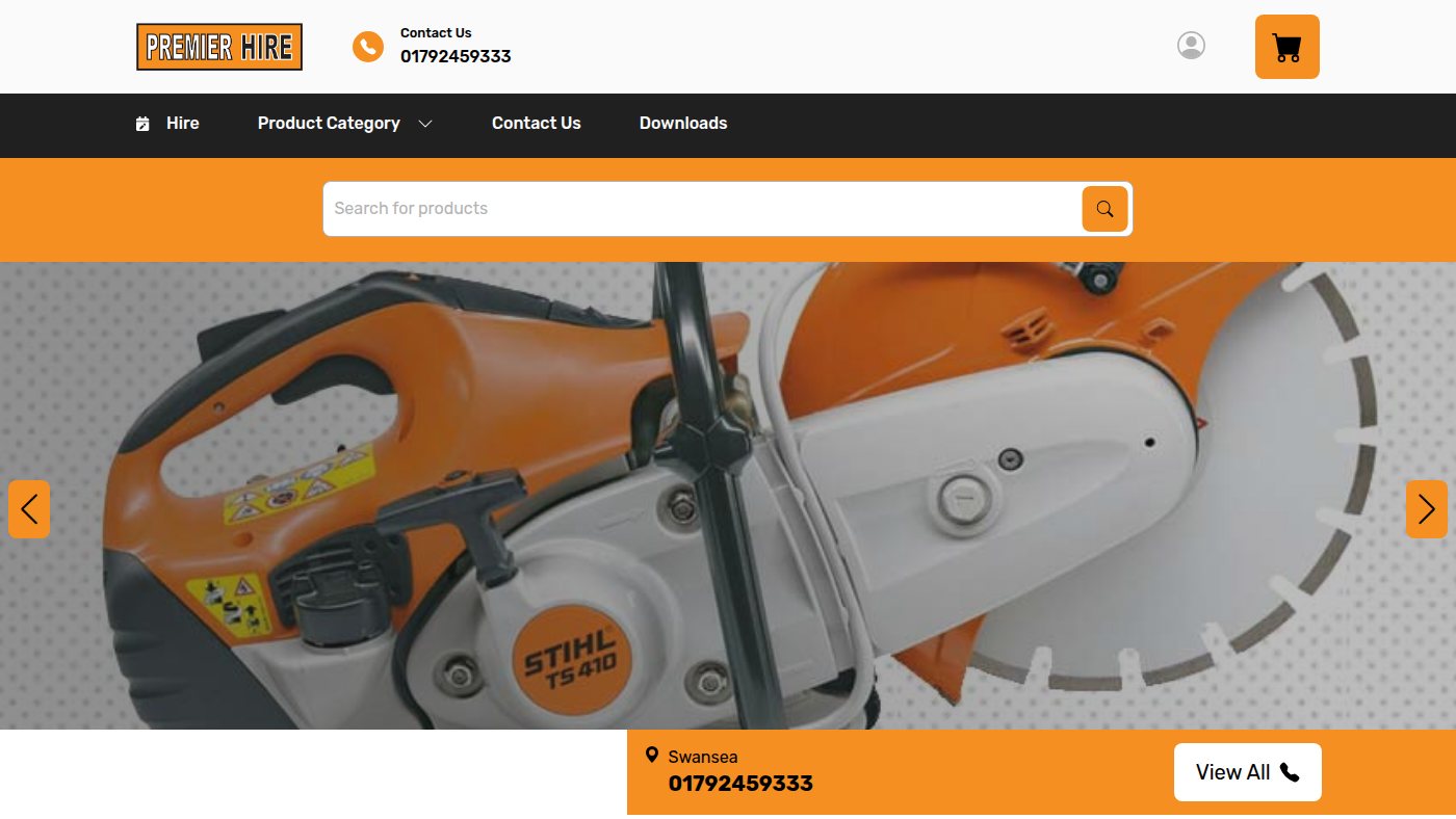 The home page of premier-hire.co.uk