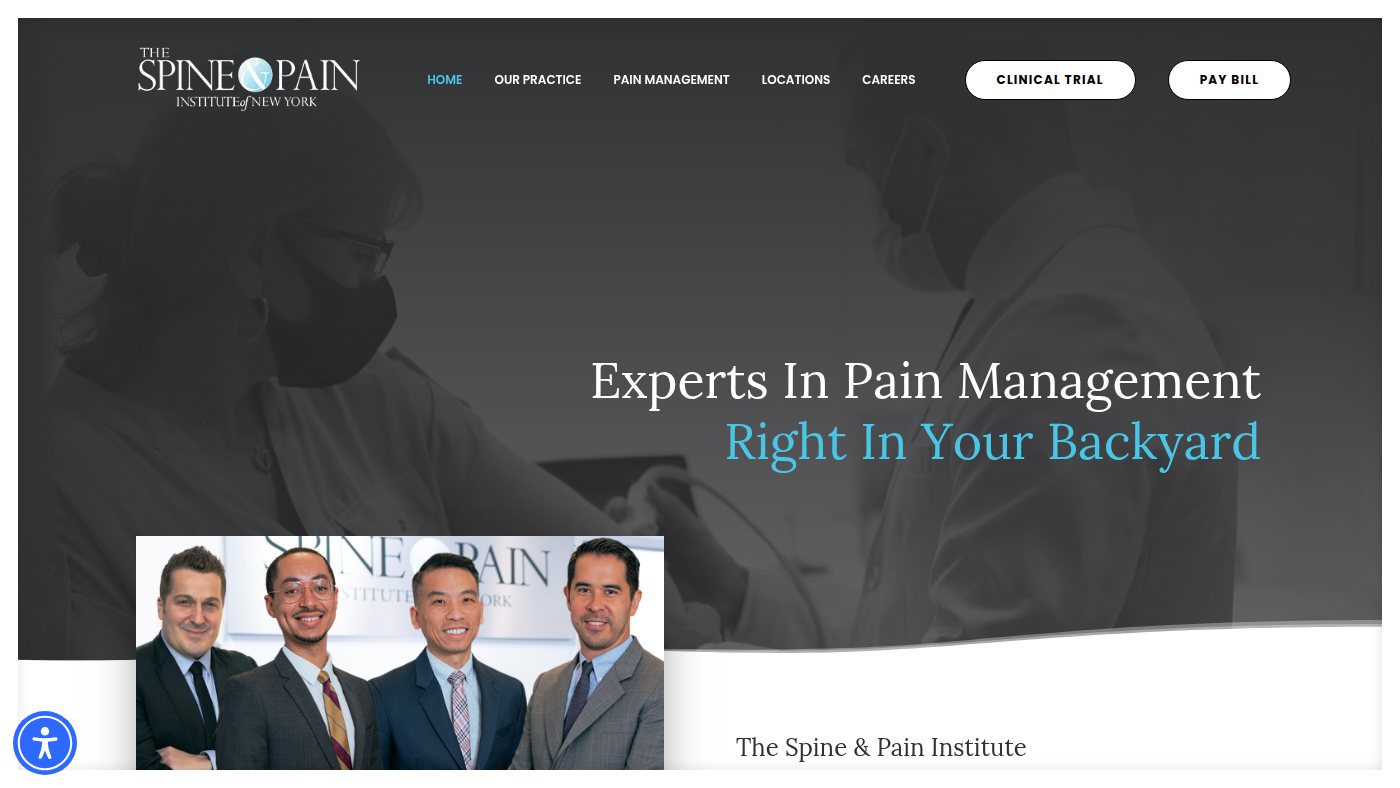 The home page of spinepainny.com