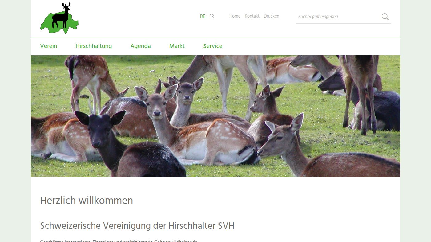 The home page of hirsche.ch