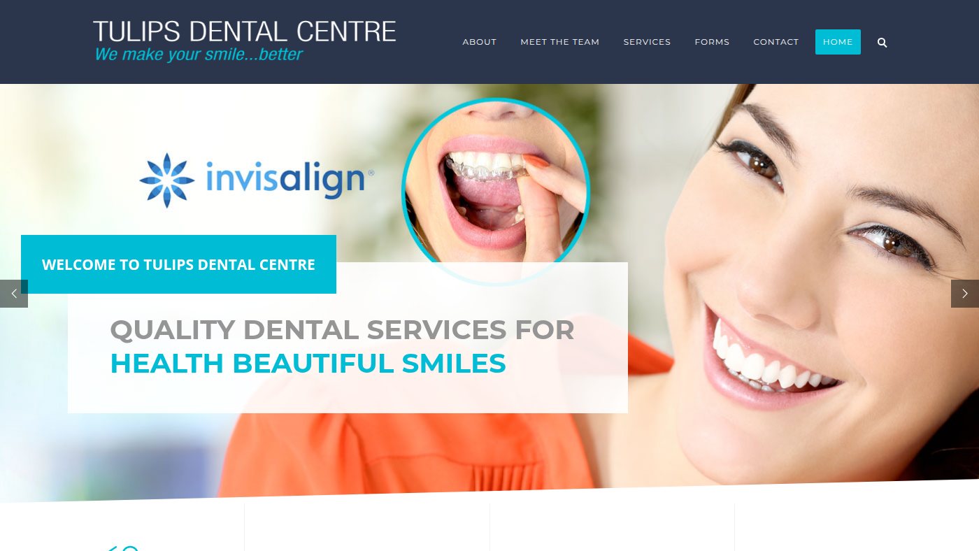 The home page of tulipsdentalcentre.com