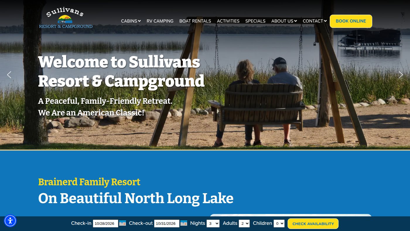 The home page of sullivansresort.com