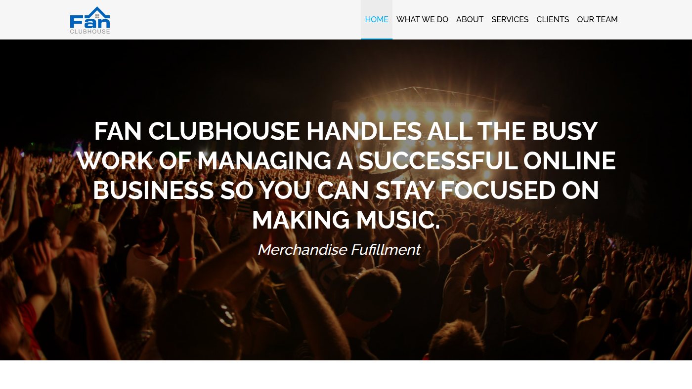 The home page of fanclubhouse.com