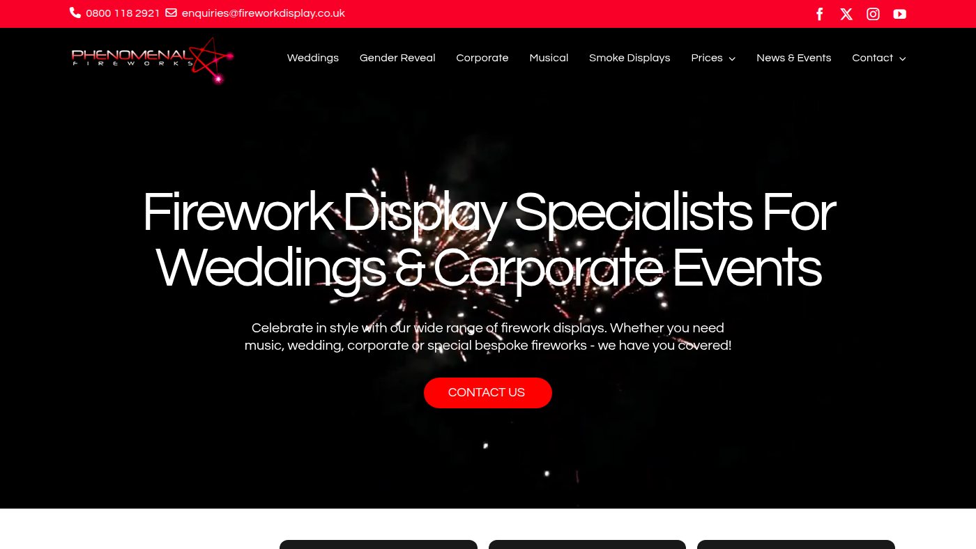 The home page of fireworkdisplay.co.uk