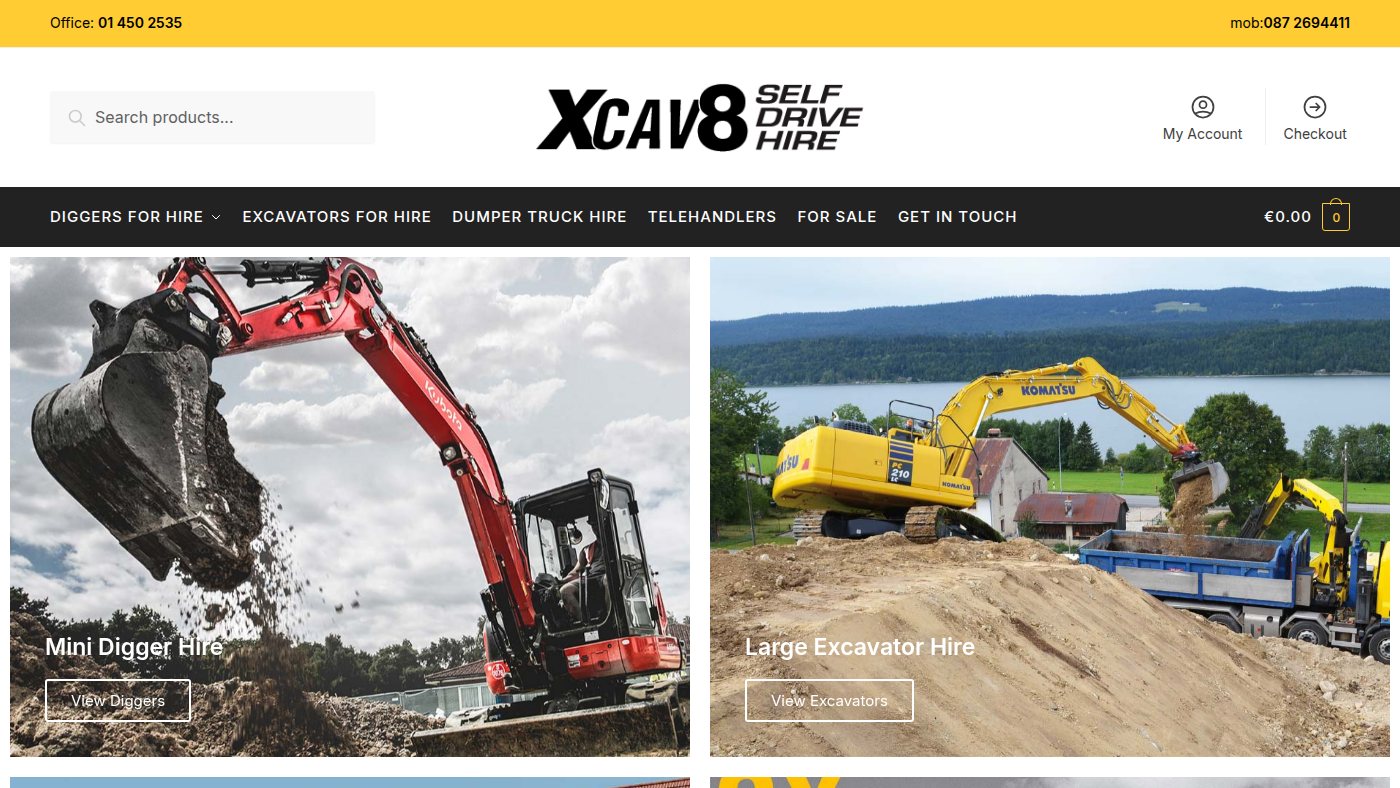 The home page of xcav8.ie