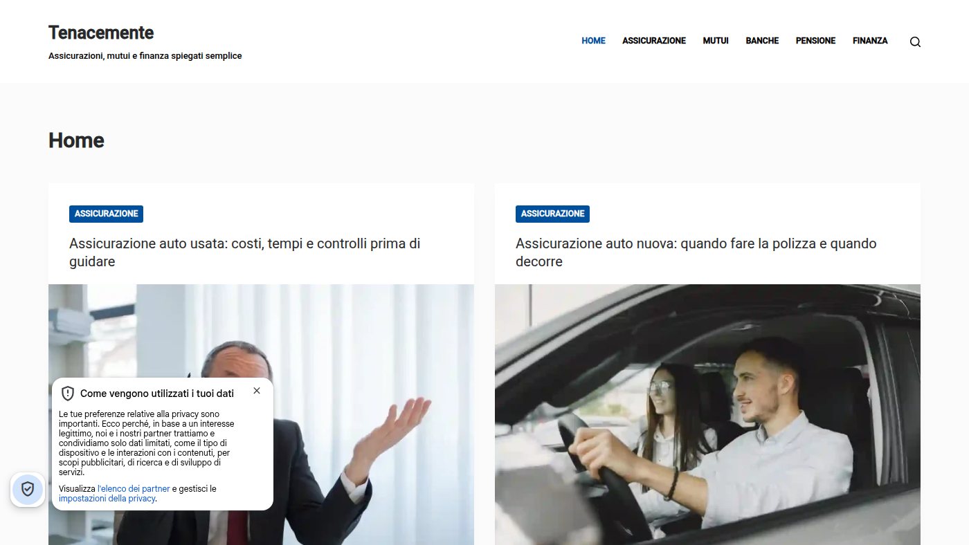 The home page of tenacemente.com