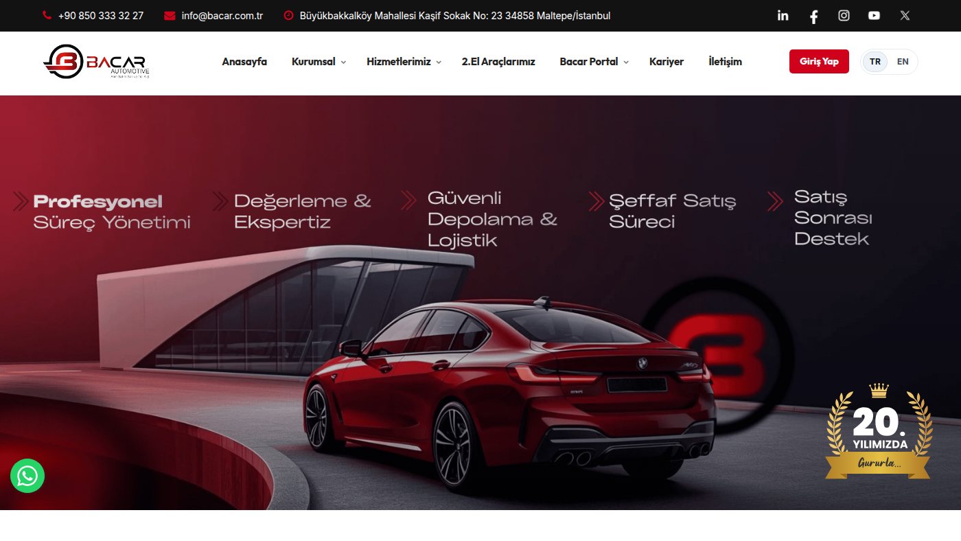 The home page of bacar.com.tr