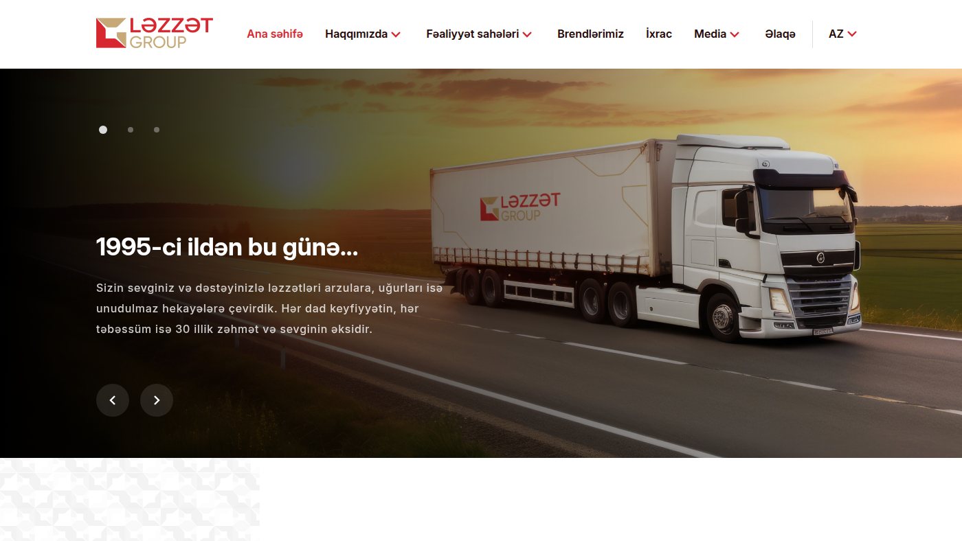 The home page of lezzet.az