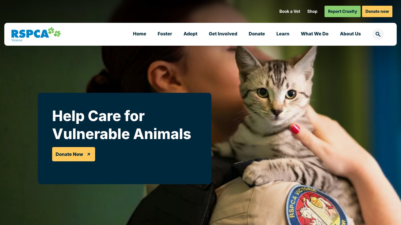 The home page of rspcavic.org