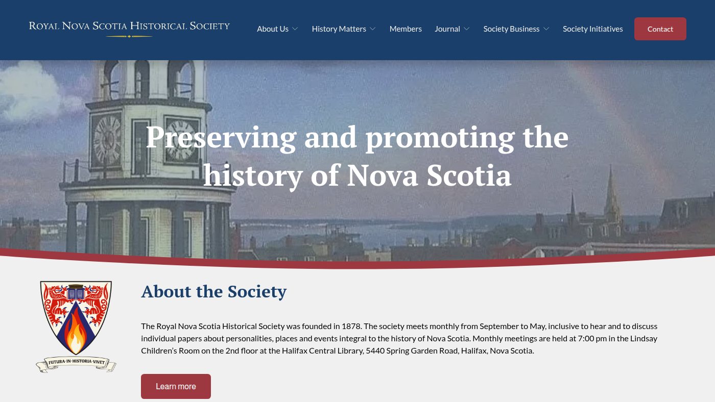 The home page of rnshs.ca