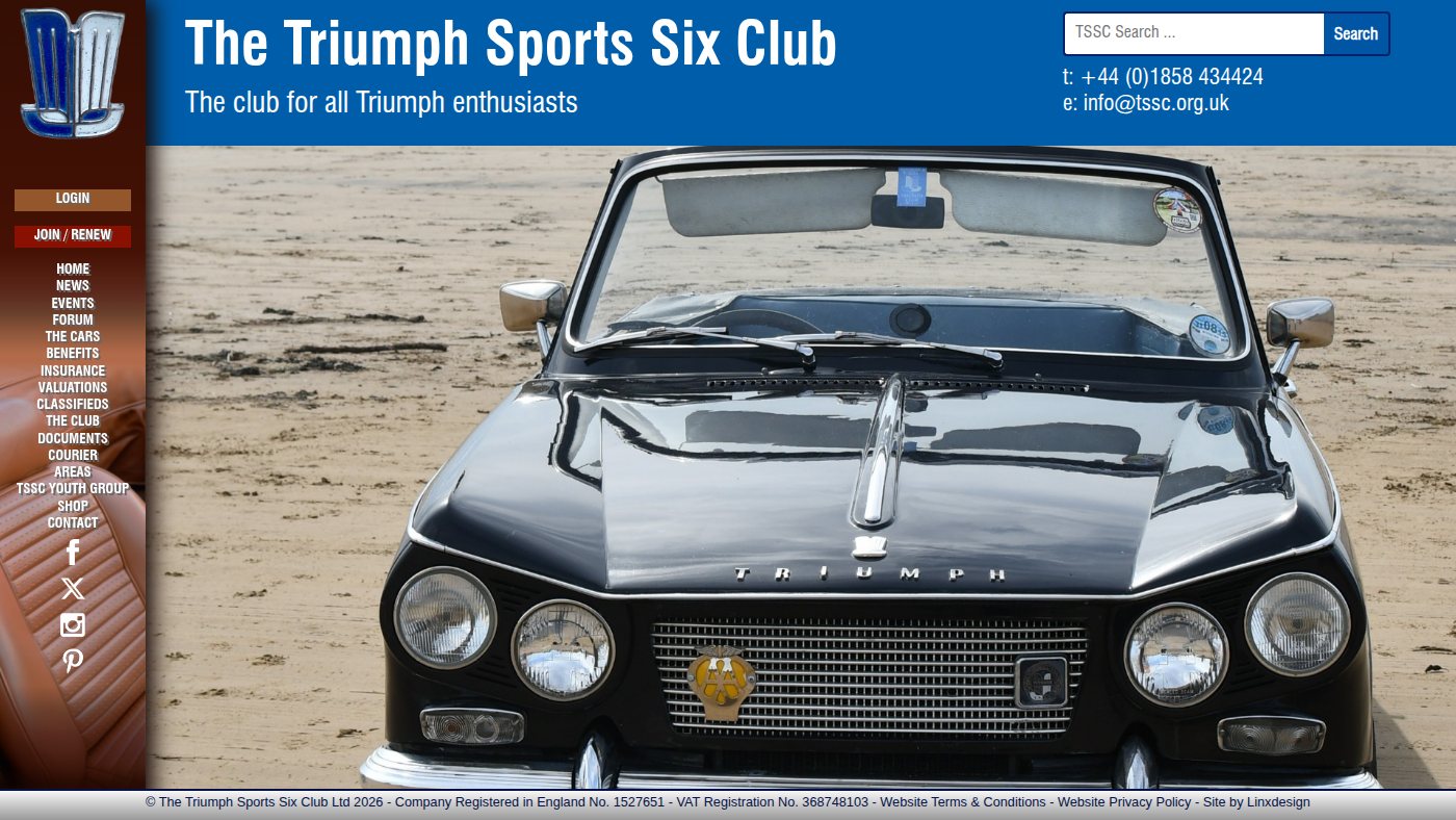 The home page of tssc.org.uk