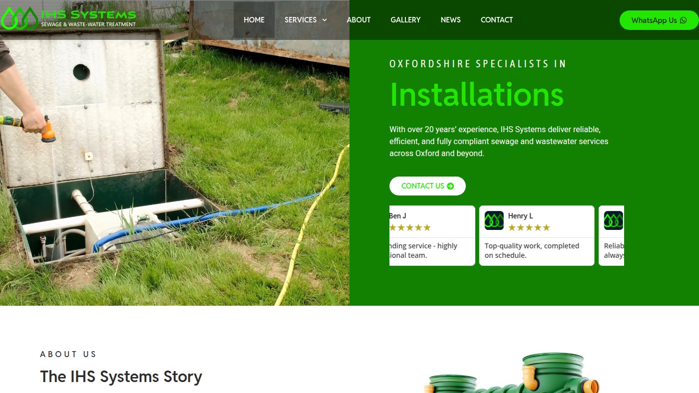 The home page of ihssystems.co.uk