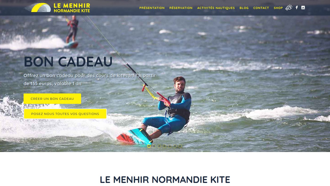 The home page of lemenhirnormandiekite.fr