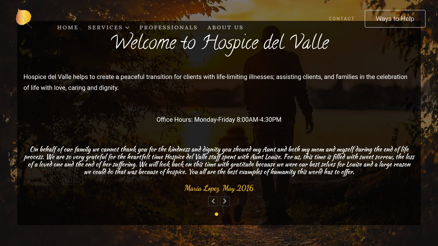 The home page of hospicedelvalle.org