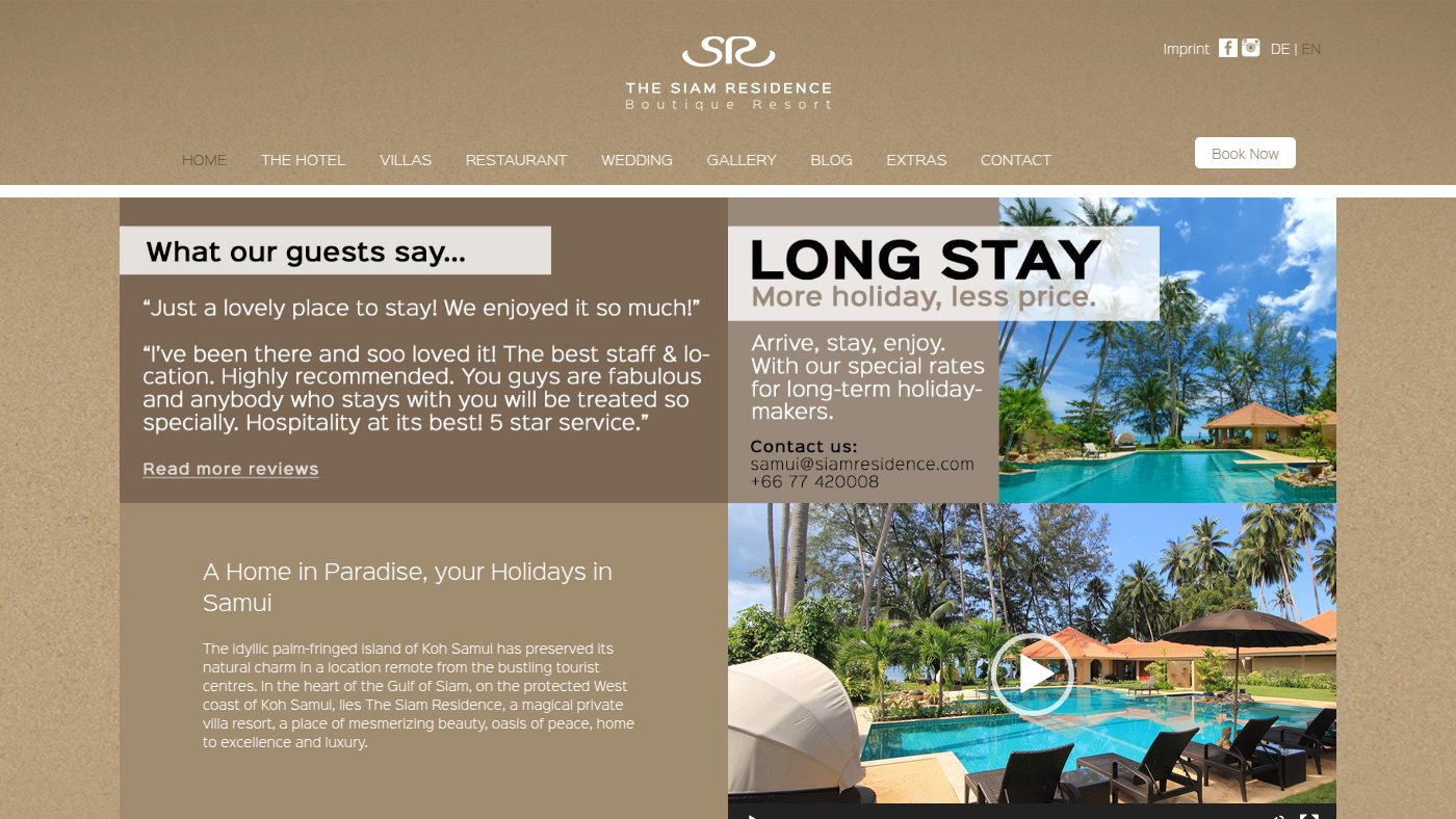 The home page of siamresidence.com