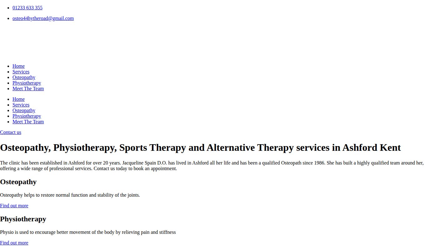 The home page of osteopathicclinic-ashford.co.uk