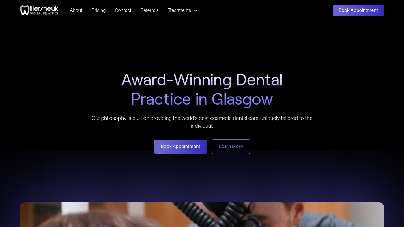 The home page of dentalglasgow.co.uk